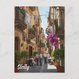 Café in Sizilien Italien Postkarte