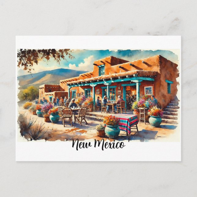 Café in Taos New Mexico Postkarte (Vorderseite)