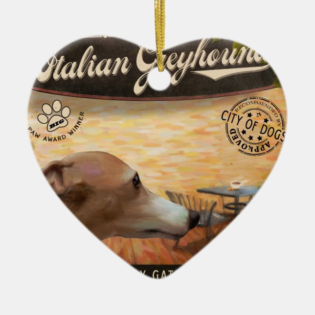 Café-italienischer Windhund Keramik Ornament (Vorne)
