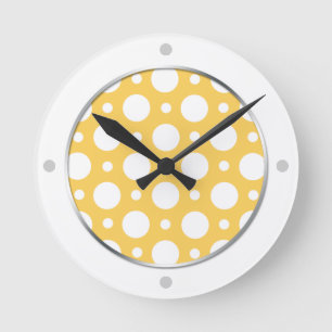 Café Jaune Assorti Pois Horloge murale