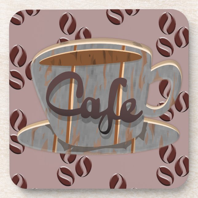 Café Kaffee-Cup und Kaffeebohnen Getränke Coaster Getränkeuntersetzer (Vorderseite)