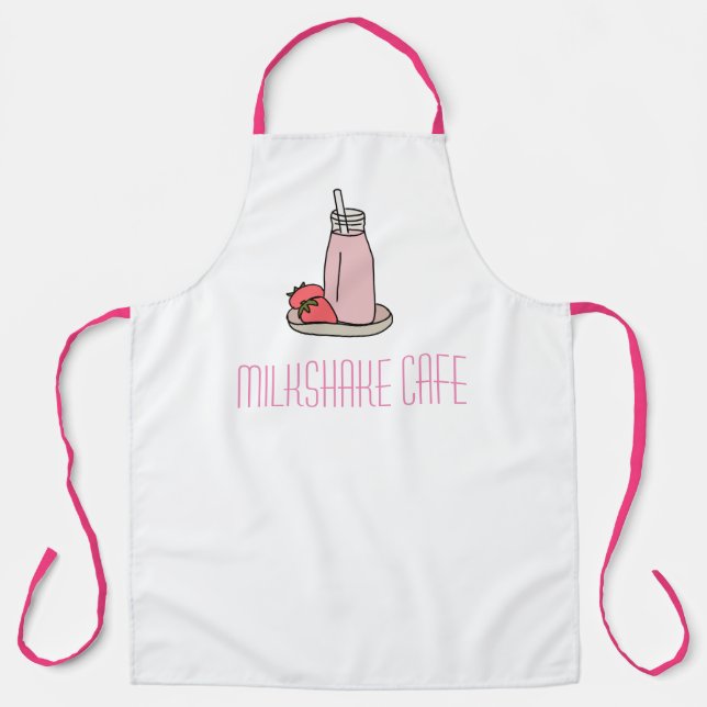 Café-Kellnerin Milchshake rosa und weiß Schürze (Vorderseite)