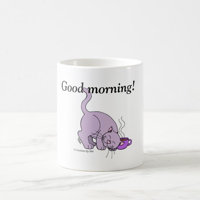 Café Kitty Morning Mug - Purple (Centre)