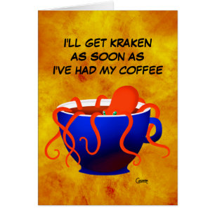 Café Kraken sur Jaune - 5" x 7" Art Card