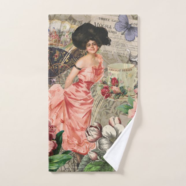 Café Lady Victorian Femme Rose Classy (Serviette à main)