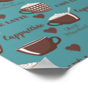 Cafe Latte Cappuccino Braune Kaffeetassen Creme Poster