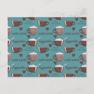 Cafe Latte Cappuccino Braune Kaffeetassen Creme Postkarte