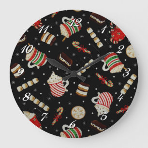 Café Latte Christmas Café Mur Horloge