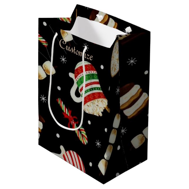 Café Latte Christmas Coffee Geschenktasche Mittlere Geschenktüte (Vorderseite Schrägansicht)