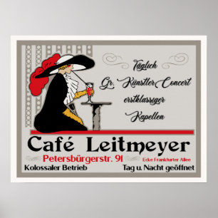 Café Leitmeyer, deutsche Retro-Café-Werbung Poster