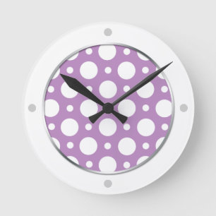 Café Lila Polka Dots Wall Uhr