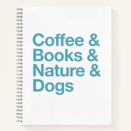 Café & Livres & Nature & Chiens Carnet (Bleu)
