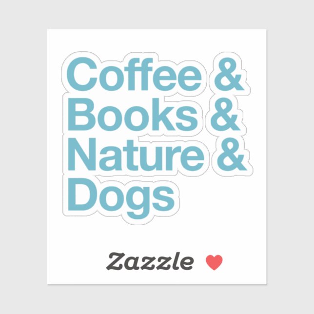Café & Livres & Sticker Nature & Chiens (bleu) (Feuille)
