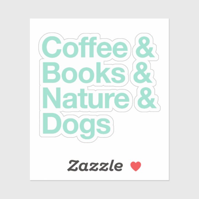 Café & Livres & Sticker Nature & Chiens (Turquoise (Feuille)