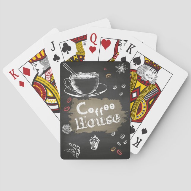 Café Lover Kaffeehaus Blackboard Spielkarten (Rückseite)