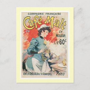 Cafe Malt Vintage-Kaffeegetränkewerbung Kunst Postkarte