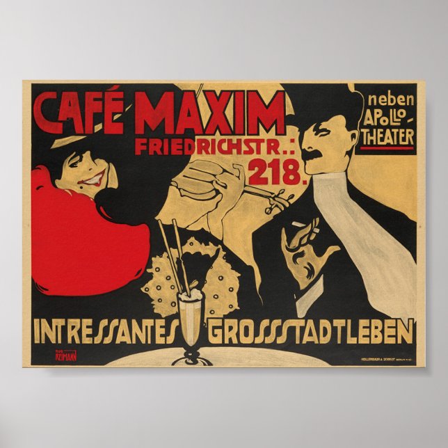 Cafe Maxim, Germany, Vintage Poster (Vorne)
