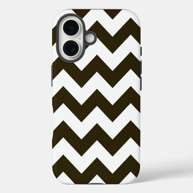 Café Mocha Neutral Chevrons iPhone 16 Hülle (Rückseite)