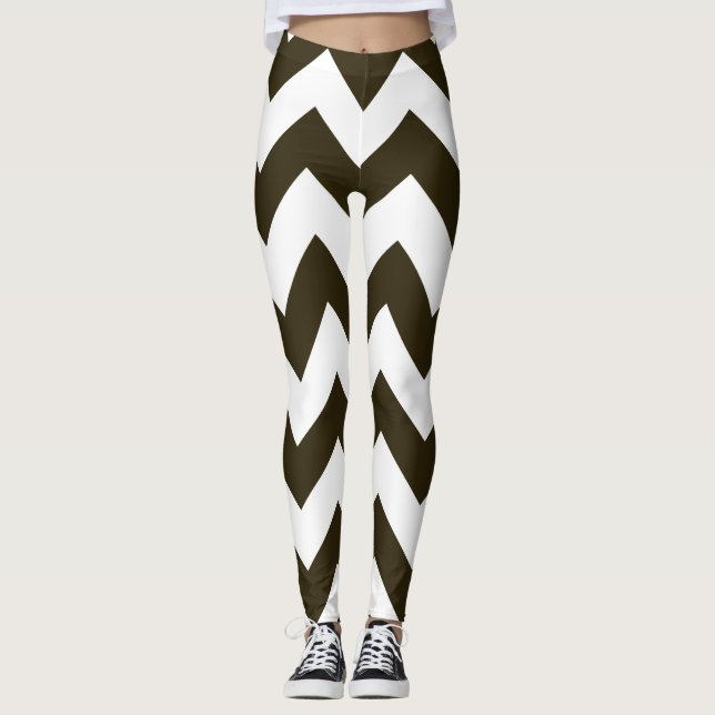 Café Mocha Neutral Chevrons Leggings (Vorderseite)