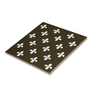 Café Mocha Neutral Fleur de Lys Fliese