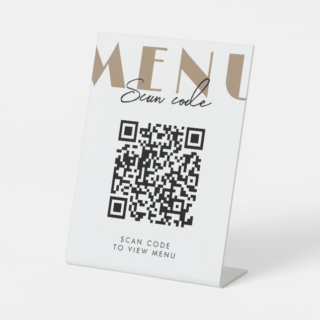 Cafe Modern Scannen Sie Menü-QR-Code Sockelschild (Vorderseite)