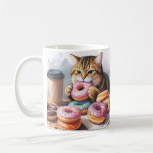 Café Mug avec chat et beignets - Café & A Donut