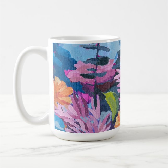 Café Mug avec peinture florale vibrante (Gauche)