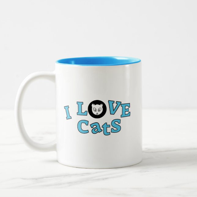 Café Mug I Love Chats Design mignon (Gauche)