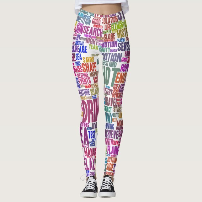 Café Nuage de Mots Text Thasse Leggings (Vorderseite)