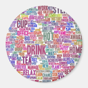 Café Nuage de Mots Text Thasse Magnet