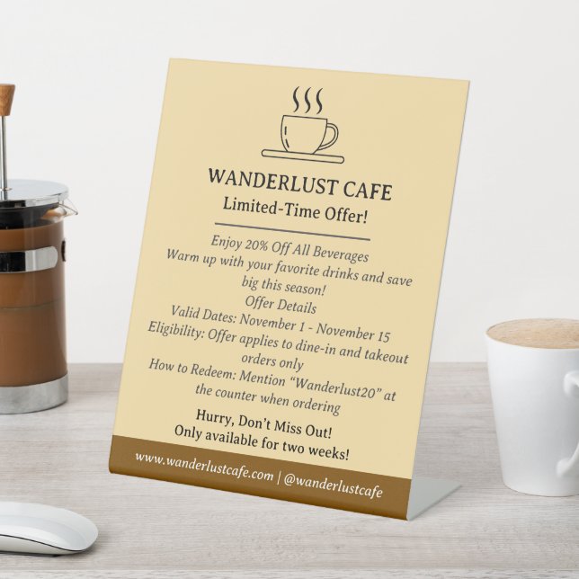 Café oder Café oder Restaurant Business Sockelschild (In SItu)