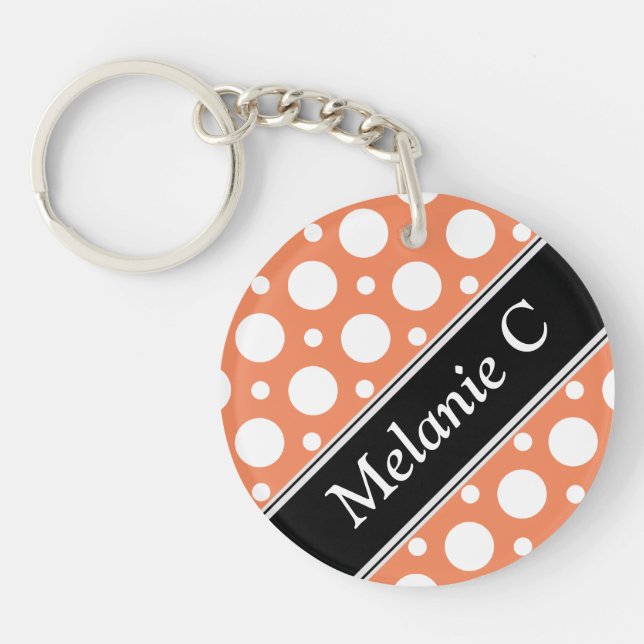 Cafe Orange Polka Dots Akryllischer Schlüsselanhän Schlüsselanhänger (Vorderseite)