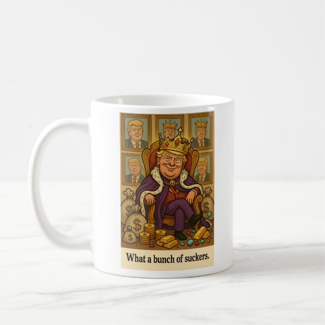 Café ou tasse de thé avec le roi Trump montrant so (Gauche)