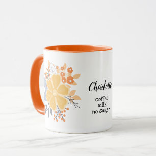 Café ou thé Mon chemin Orange Gris Fleurs Mug