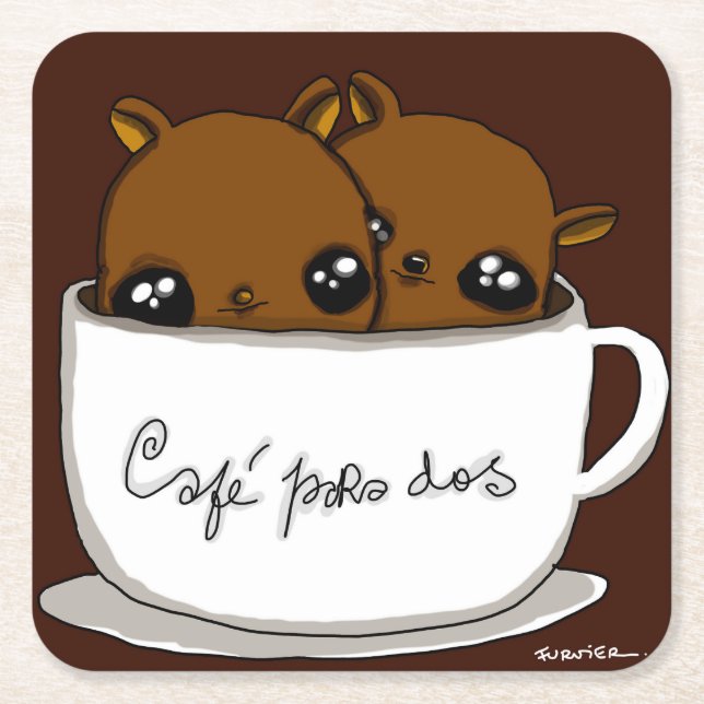 Café para dos rechteckiger pappuntersetzer (Vorderseite)