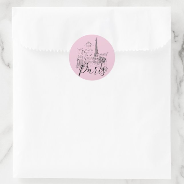 Cafe Paris Classic Round Sticker (Tasche)