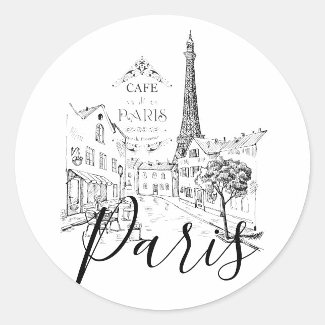 Café Paris Runder Aufkleber (Vorderseite)