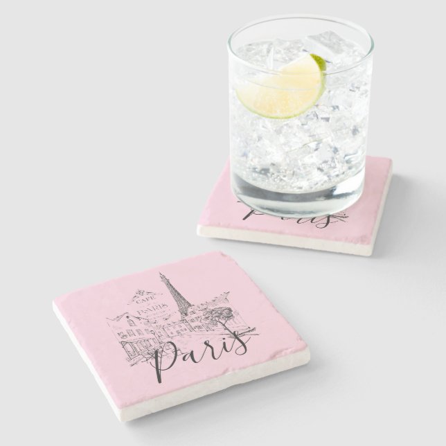 Café Paris Stone Untersetzer (Seitenansicht)