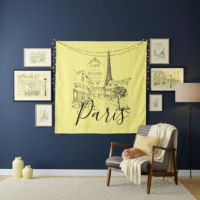 Cafe Paris Tapestry Wandteppich (Von Creator hochgeladen)