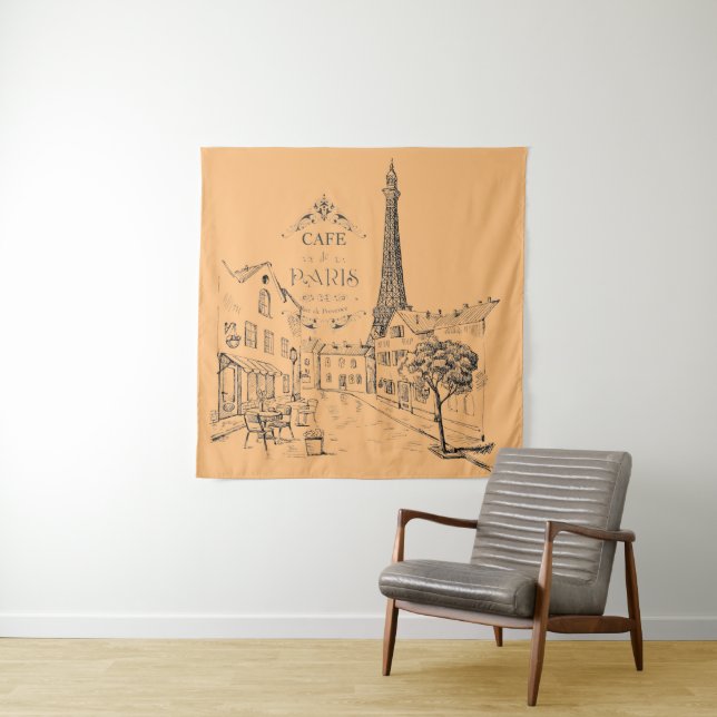 Cafe Paris Tapestry Wandteppich (Beispiel)
