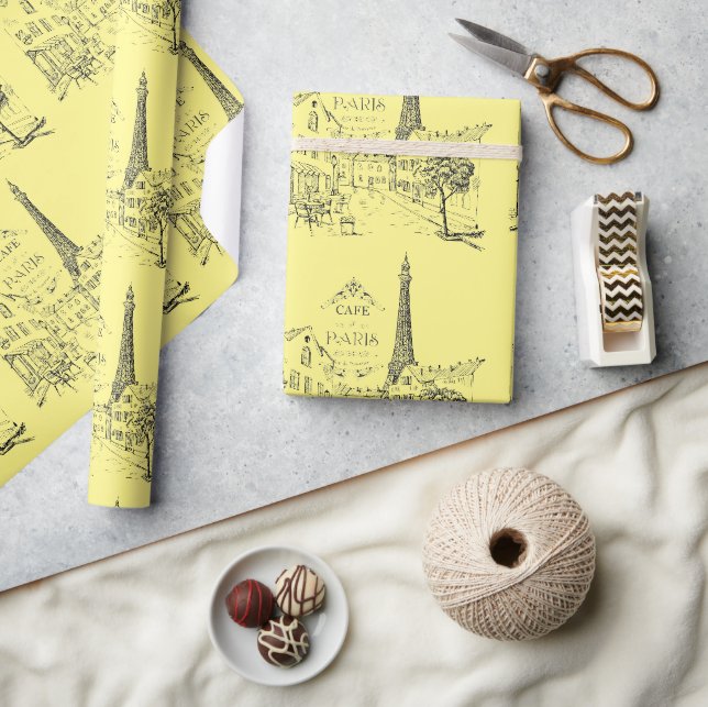 Café Paris Wrapping Paper Geschenkpapier (Kunsthandwerk)