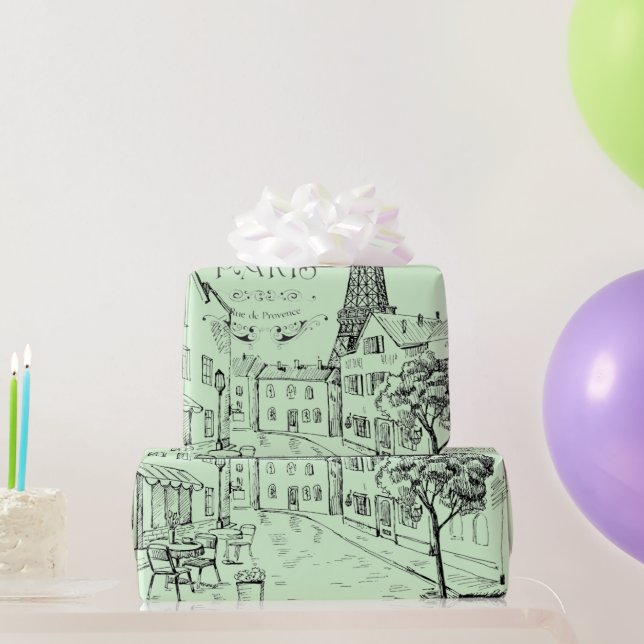 Café Paris Wrapping Paper Geschenkpapier (Partygeschenke)