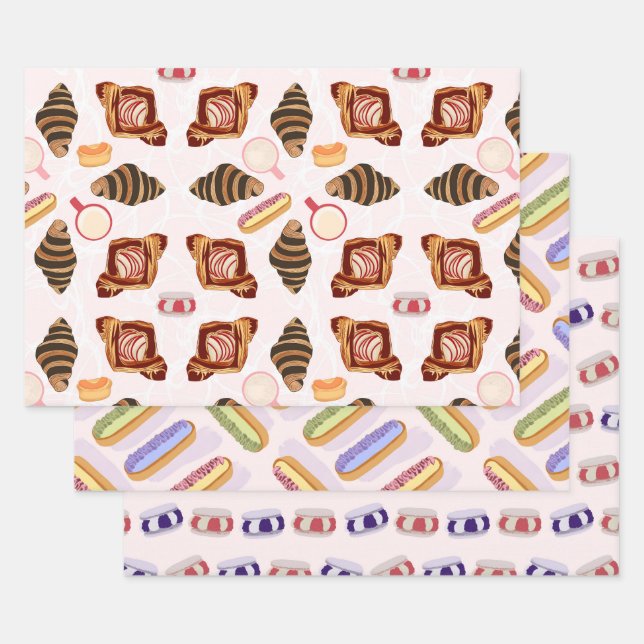 Cafe Pastries und Lattes Geschenkpapier Set (Set)