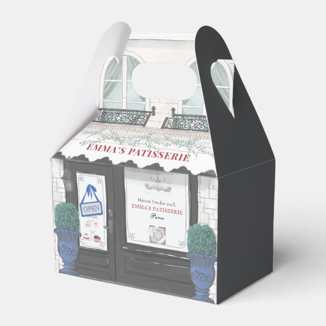 Café Patisserie Black Favor Box Geschenkschachtel (Vorderseite)