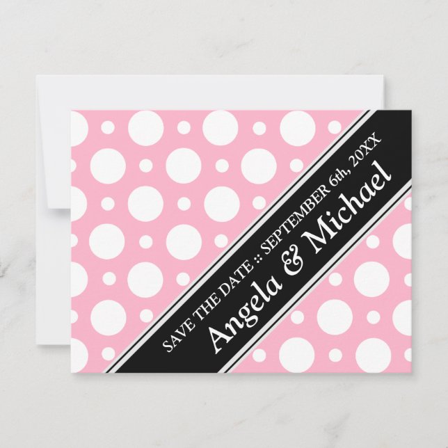 Cafe Pink Polka Dots Save the Date (Vorderseite)