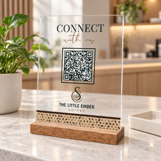 Café-QR-Code: Verbinde dich mit uns - Kaffeebohnen Acrylschild
