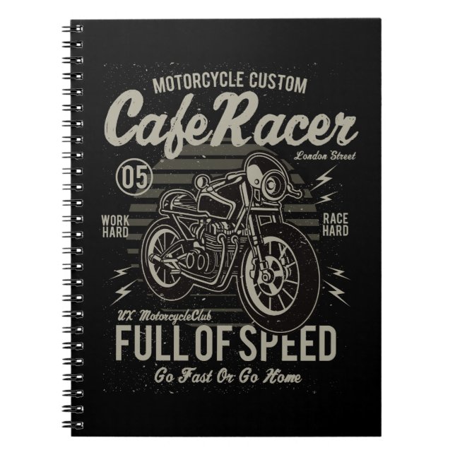 Café Racer hart Race Hard Go Schnell oder Go Zuhau Notizblock (Vorderseite)