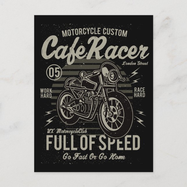 Café Racer hart Race Hard Go Schnell oder Go Zuhau Postkarte (Vorderseite)