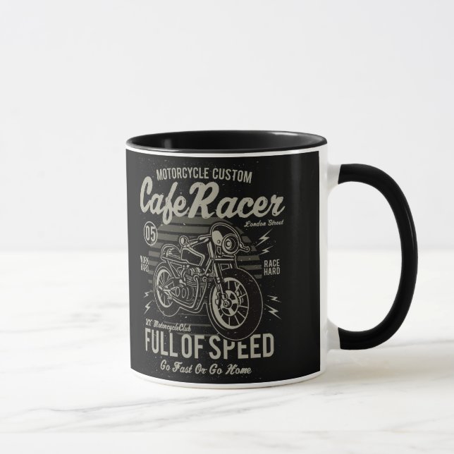 Café Racer hart Race Hard Go Schnell oder Go Zuhau Tasse (Rechts)