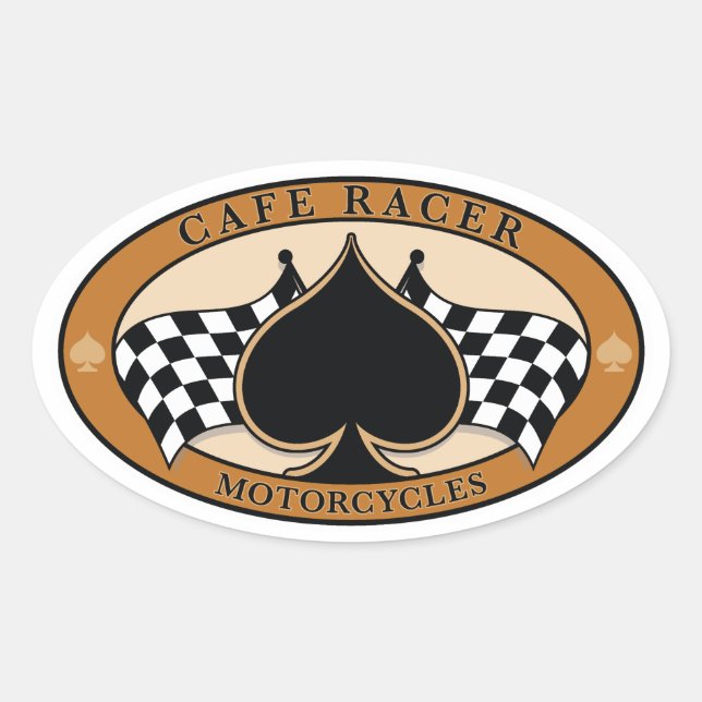 Café Racer / Motorrad Ovaler Aufkleber (Vorderseite)